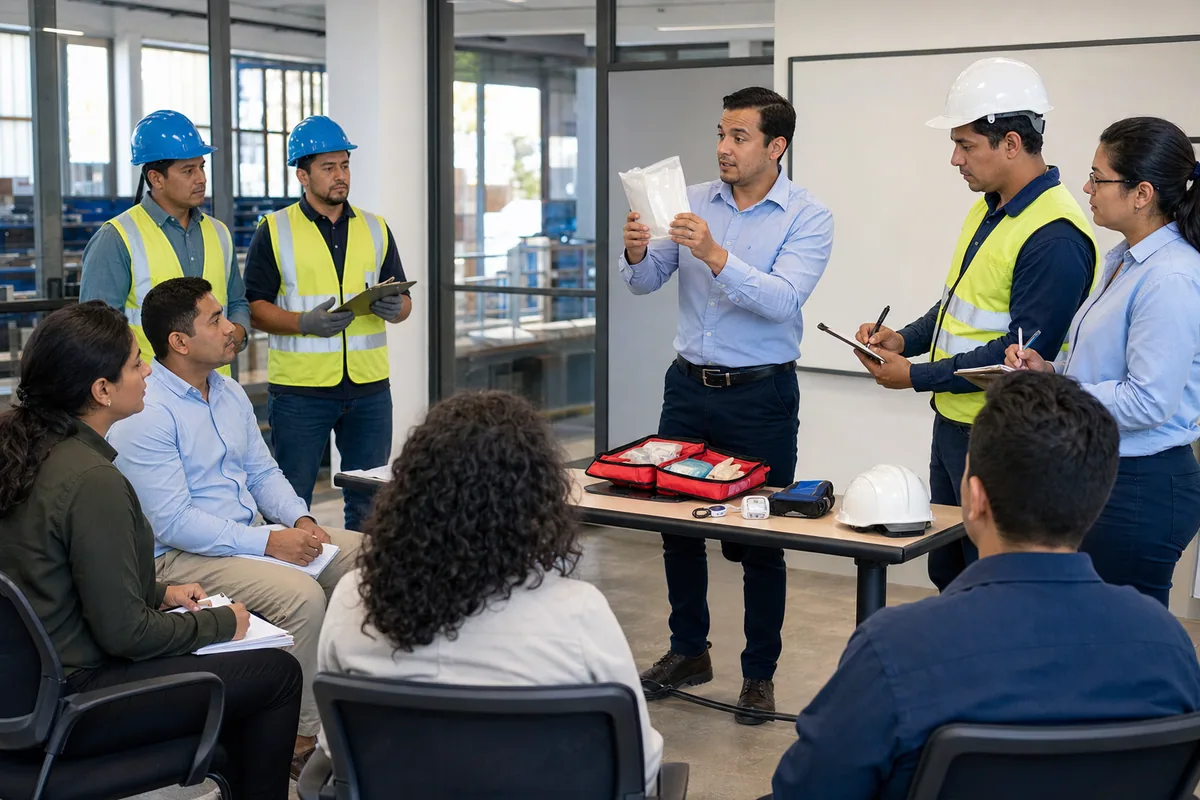 Participantes de Auxiliar de Enfermería con orientación en Salud y Seguridad Ocupacional durante una formación preventiva