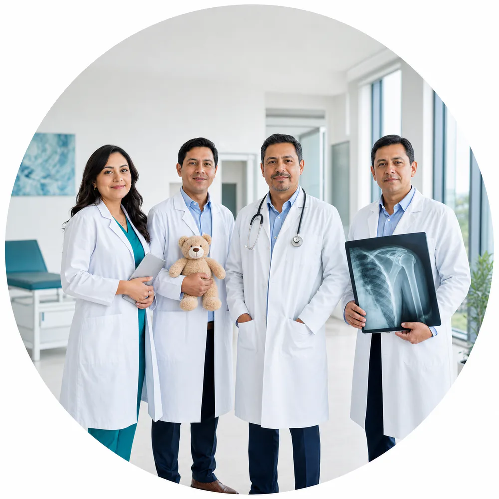 Equipo médico representativo de distintas áreas de atención especializada
