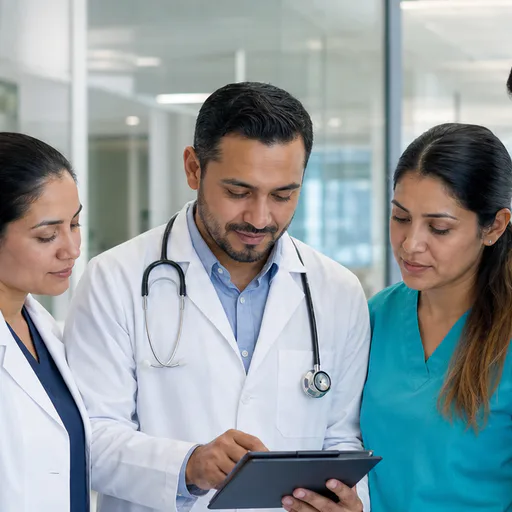 Profesional orientando una evaluación de salud ocupacional
